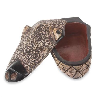 Alternate image for Hand Carved Wood Crocodile Head Decorative Box Crocodile Jewels