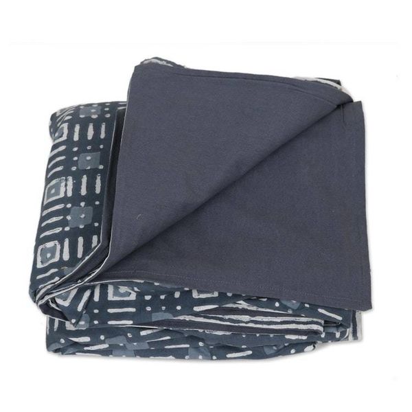 Alternate image for Block-Printed Duvet Cover and Sham Set 3 Pieces Rajasthani Grey