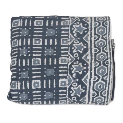Alternate image for Block-Printed Duvet Cover and Sham Set 3 Pieces Rajasthani Grey