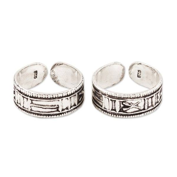 Alternate image for Hand Crafted Sterling Silver Toe Rings Pair First Choice