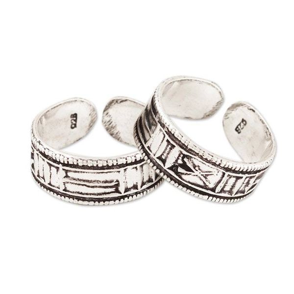 Alternate image for Hand Crafted Sterling Silver Toe Rings Pair First Choice