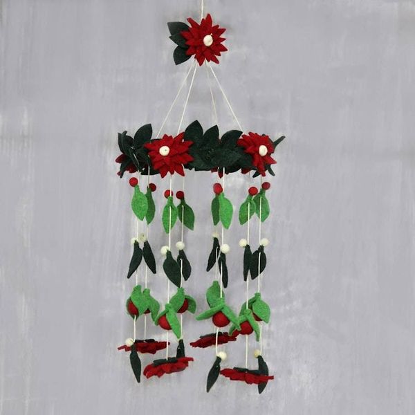 Alternate image for Wool Felt Tiered Holiday Flower and Leaf Decoration Silent Night