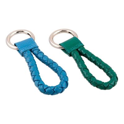 Alternate image for Braided Leather Key Fobs Pair Trendy Duo