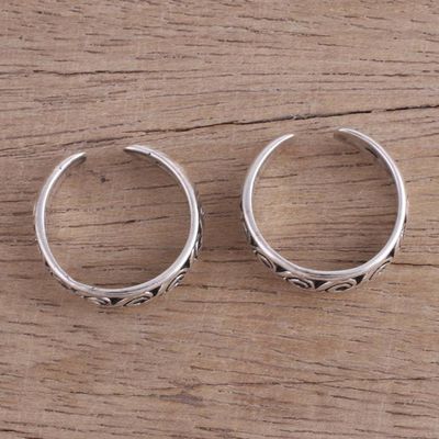 Alternate image for Handcrafted Sterling Silver Pair of Toe Rings from India Fascinating Swirls
