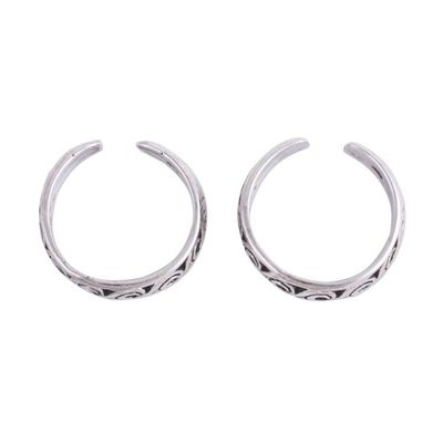 Alternate image for Handcrafted Sterling Silver Pair of Toe Rings from India Fascinating Swirls