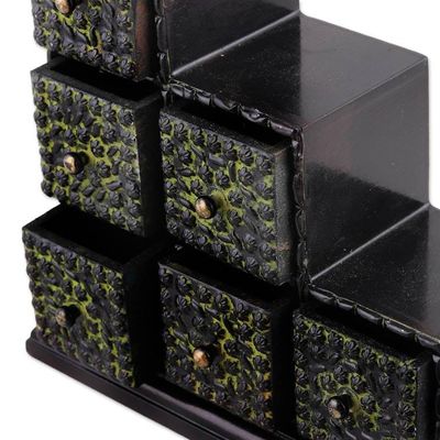 Alternate image for Chartreuse Green Embossed Aluminum on Wood Mini-Box Chartreuse Sextet