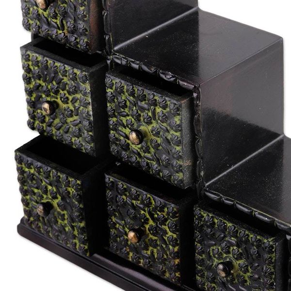 Alternate image for Chartreuse Green Embossed Aluminum on Wood Mini-Box Chartreuse Sextet