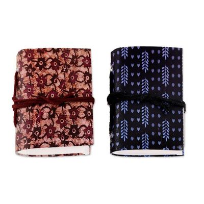 Alternate image for Set of 2 Handmade Paper Mini Journals from India Natures Delight