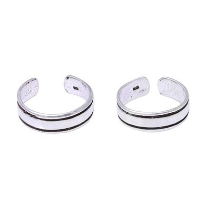 Alternate image for Sterling Silver Adjustable Striped Pair of Toe Rings Divine Minimalism