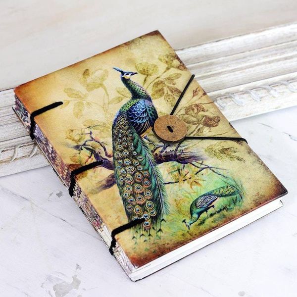Alternate image for Handmade Paper Journal with Screen-Printed Cover Feather Light