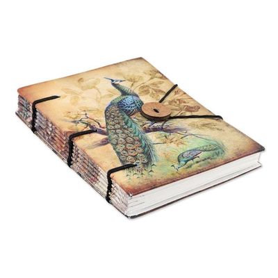 Alternate image for Handmade Paper Journal with Screen-Printed Cover Feather Light