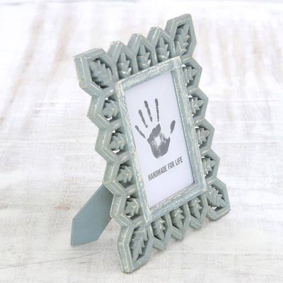 Alternate image for Light Grey Distressed Hand Carved Mango Wood Photo Frame 5x7 Garden Gate