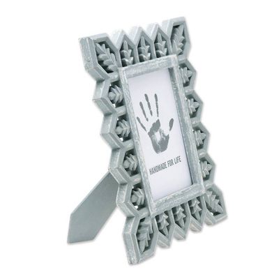 Alternate image for Light Grey Distressed Hand Carved Mango Wood Photo Frame 5x7 Garden Gate