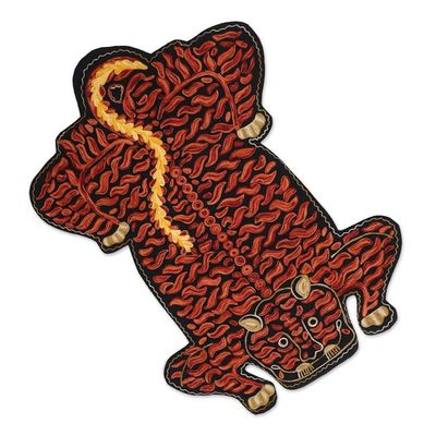 Alternate image for Chain Stitch Wool and Cotton Tiger Rug Crouching Tiger