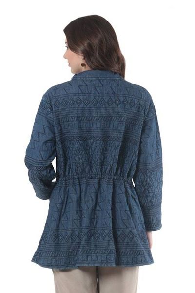 Alternate image for Fleece-Lined Cotton Denim Coat from India Chandi Anorak