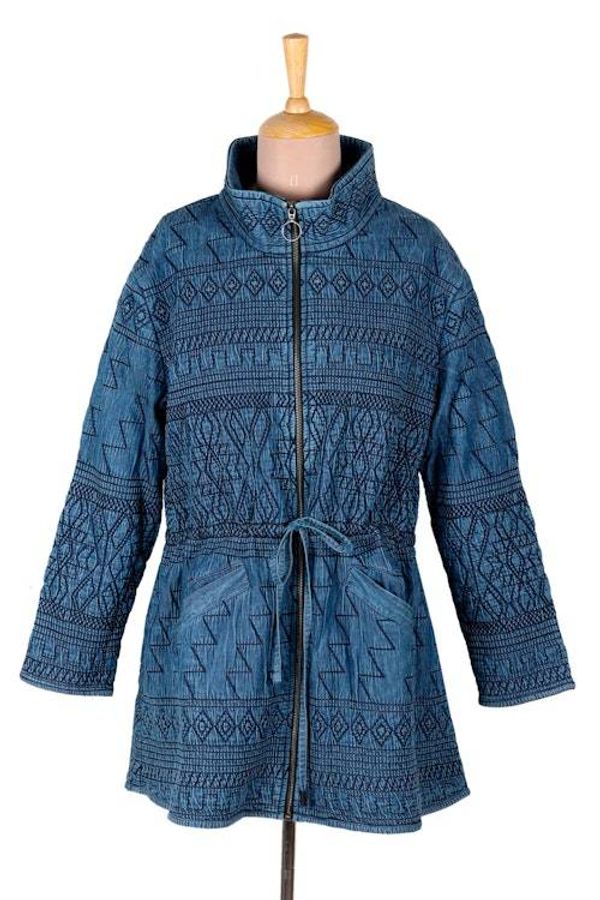 Alternate image for Fleece-Lined Cotton Denim Coat from India Chandi Anorak