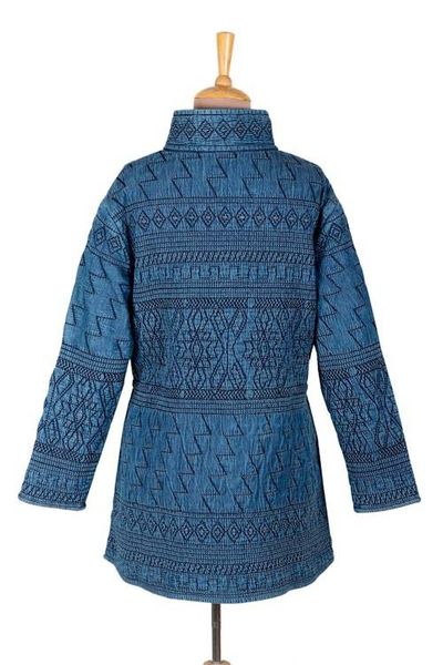 Alternate image for Fleece-Lined Cotton Denim Coat from India Chandi Anorak