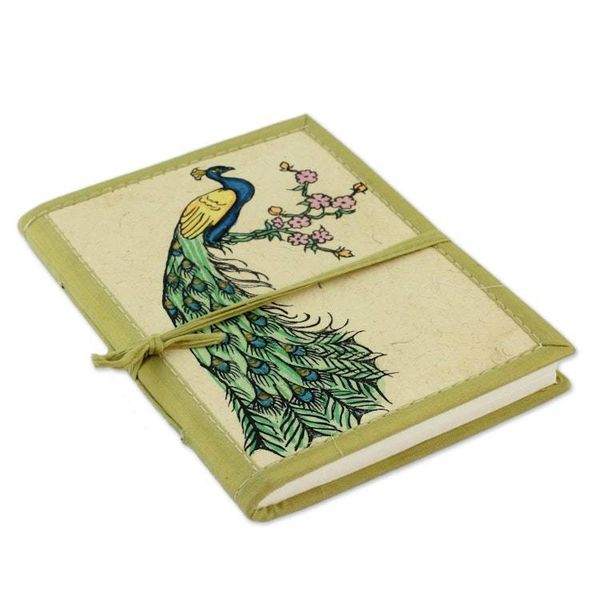 Alternate image for Handmade Paper Journal with 48 Pages Peacock Journeys