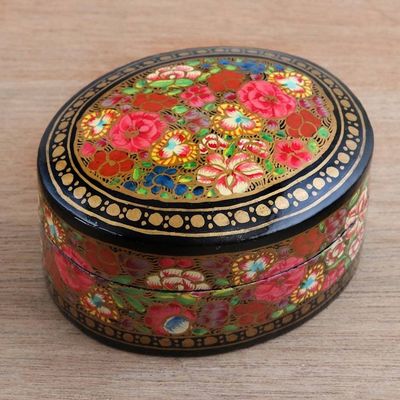 Alternate image for Floral Papier Mache and Wood Oval Decorative Box Summer Bouquet