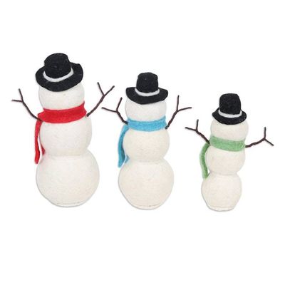 Alternate image for Handcrafted Felt Christmas Decor Set of 3 Snowman Fun