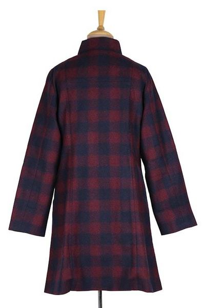 Alternate image for Wine and Navy Check Wool Blend Car Coat Jaipur Classic