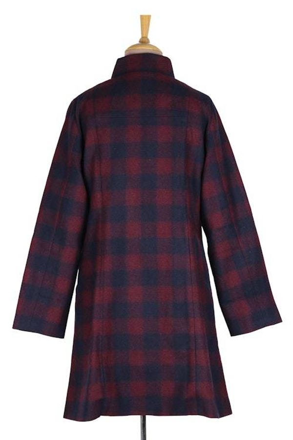 Alternate image for Wine and Navy Check Wool Blend Car Coat Jaipur Classic