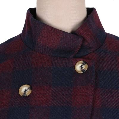 Alternate image for Wine and Navy Check Wool Blend Car Coat Jaipur Classic