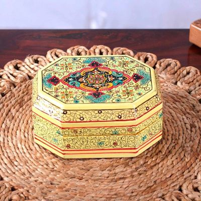 Alternate image for Small Hand Painted Jewelry or Trinket Box from India Persian Shield
