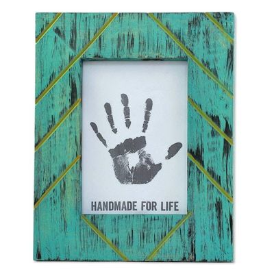 Alternate image for Antique Looking 5x7 Photo Frame in Greenish Blue Great Memories