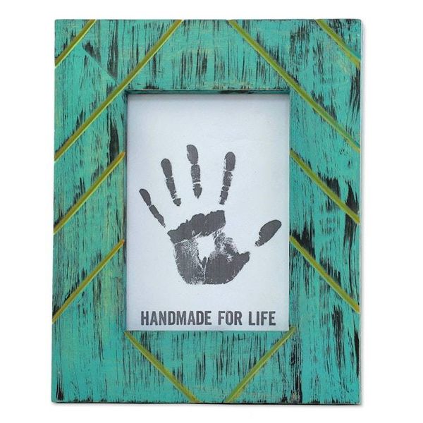 Alternate image for Antique Looking 5x7 Photo Frame in Greenish Blue Great Memories
