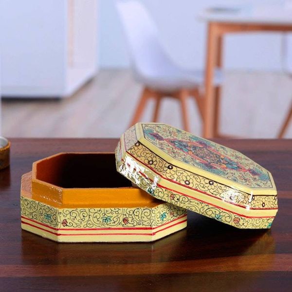 Alternate image for Small Hand Painted Jewelry or Trinket Box from India Persian Shield