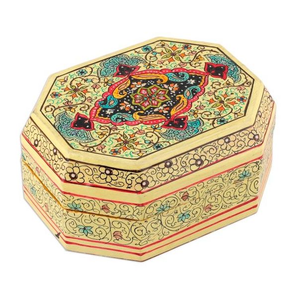 Alternate image for Small Hand Painted Jewelry or Trinket Box from India Persian Shield