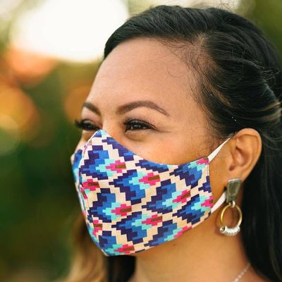 Alternate image for 4 Cotton Print 2-Layer Elastic Loop Face Masks from India Vibrant Quartet