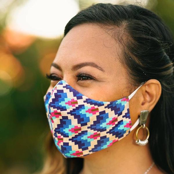 Alternate image for 4 Cotton Print 2-Layer Elastic Loop Face Masks from India Vibrant Quartet