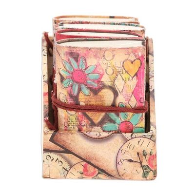 Alternate image for Floral Motif Paper Journals from India Set of 4 Daily Notes