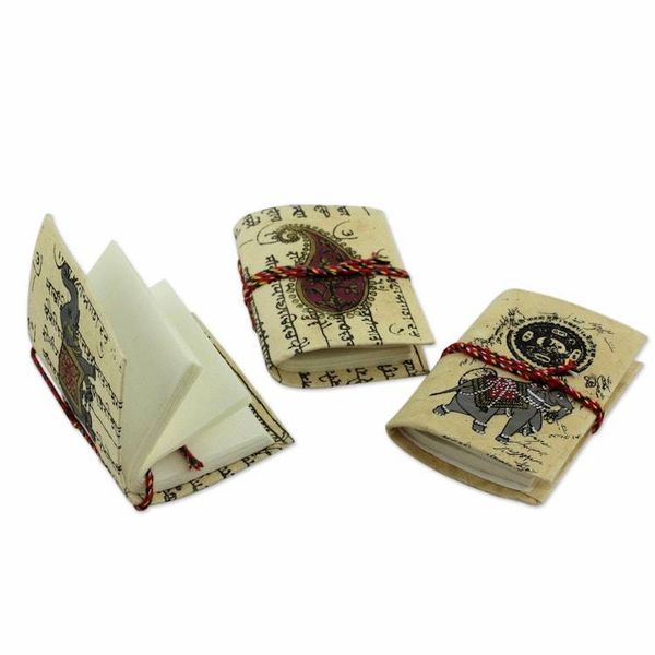 Alternate image for Handmade paper mini journals Set of 3 Jaipur Verses
