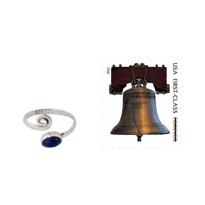 Alternate image for Pearl and Lapis Lazuli Sterling Silver Toe Rings Pair Pretty Perfection