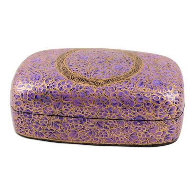 Alternate image for Purple Lacquerware Papier Mache Box Kashmir Cheer in Purple