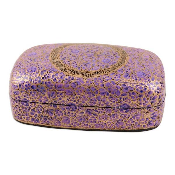 Alternate image for Purple Lacquerware Papier Mache Box Kashmir Cheer in Purple