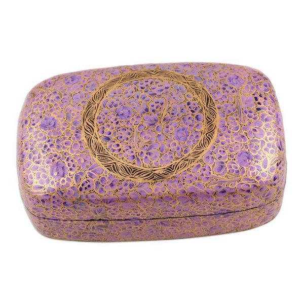 Alternate image for Purple Lacquerware Papier Mache Box Kashmir Cheer in Purple