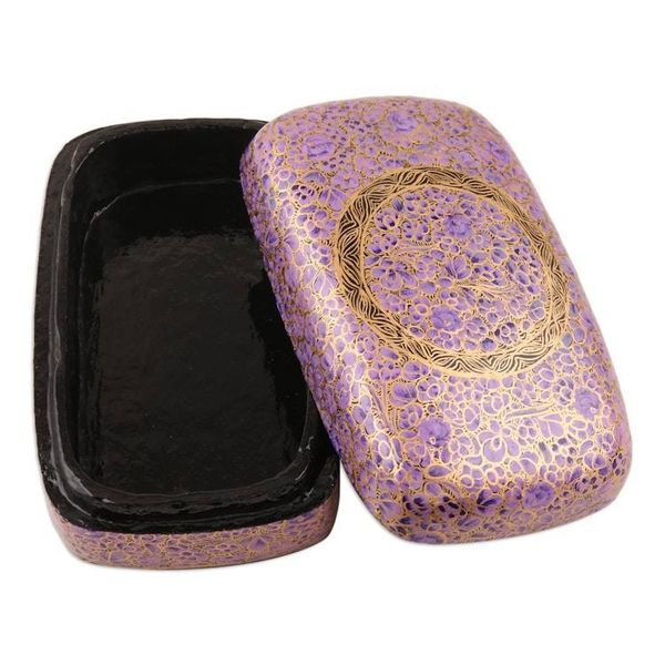 Alternate image for Purple Lacquerware Papier Mache Box Kashmir Cheer in Purple