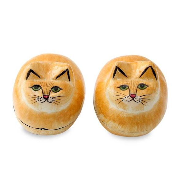 Alternate image for Artisan Crafted Decorative Papier Mache Cat Boxes Charismatic Cats
