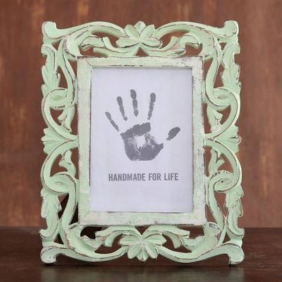Primary image for Sage Green Distressed Hand Carved Mango Wood Photo Frame 5x7 Moment in Time