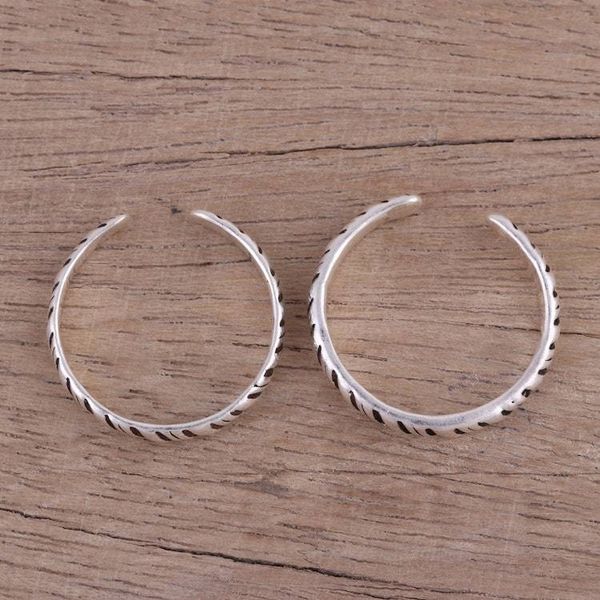 Alternate image for Sterling Silver Toe Rings with Tiger Stripe Design Pair Uncaged