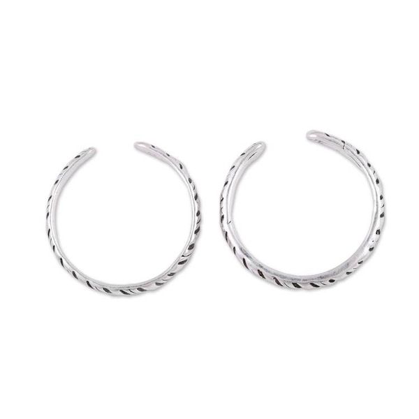 Alternate image for Sterling Silver Toe Rings with Tiger Stripe Design Pair Uncaged