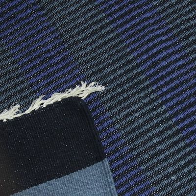 Alternate image for 3 by 5 Foot Handwoven Blue Cotton Rug from India Blue Shadow Harmony