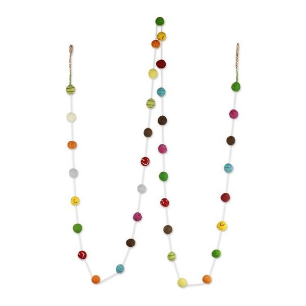 Alternate image for Embroidered Handmade Felt Holiday Garland Gumdrop Pompoms