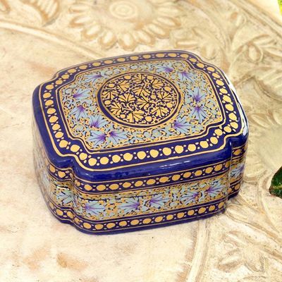 Alternate image for Blue and Gold Papier Mache and Wood Decorative Box Kashmir Sapphire