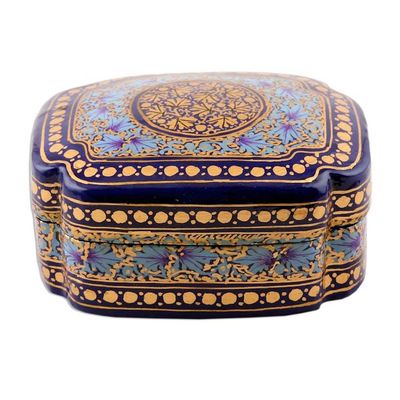 Alternate image for Blue and Gold Papier Mache and Wood Decorative Box Kashmir Sapphire
