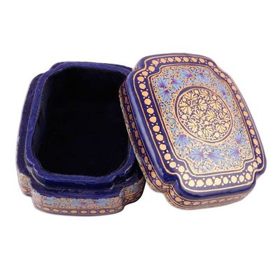 Alternate image for Blue and Gold Papier Mache and Wood Decorative Box Kashmir Sapphire